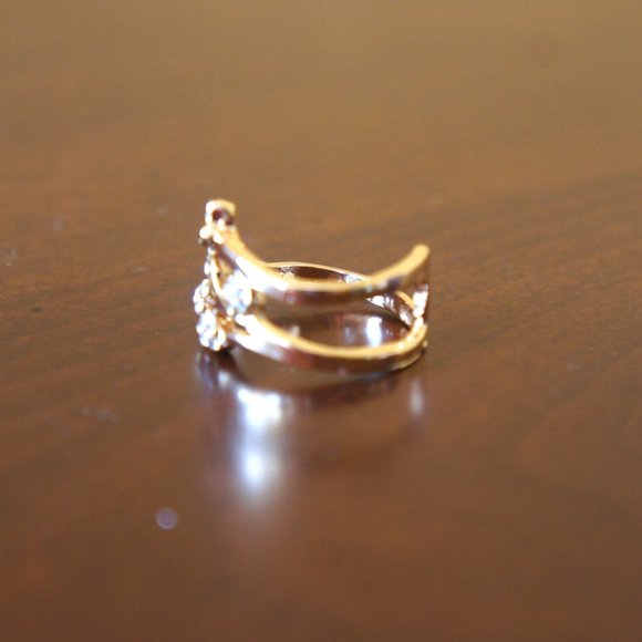 Gold & CZ Flower Leaf Adjustable Ring - Picture 8 of 11